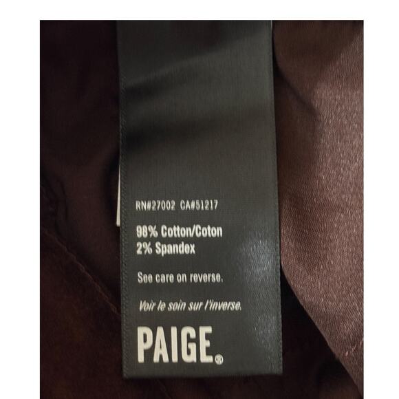 Paige Claudine Velvet Ankle Flare Pants brown size 24 - Picture 6 of 9